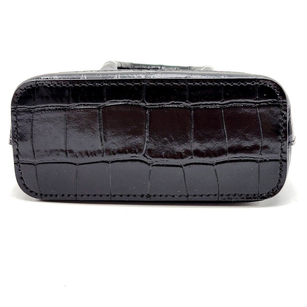 BALENCIAGA Black Calfskin Logo Crocodile Embossed Mini Ville Top Handle Bag XXS - Picture 8 of 16